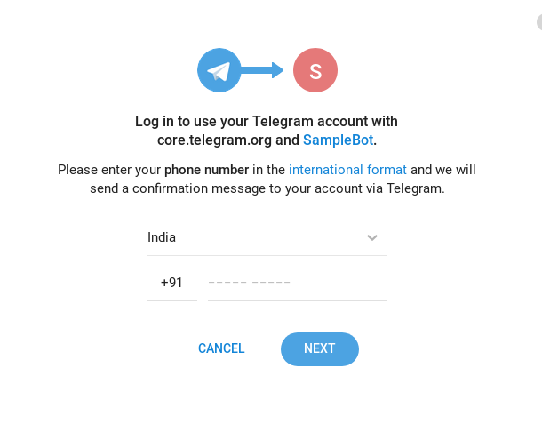 Login using Telegram