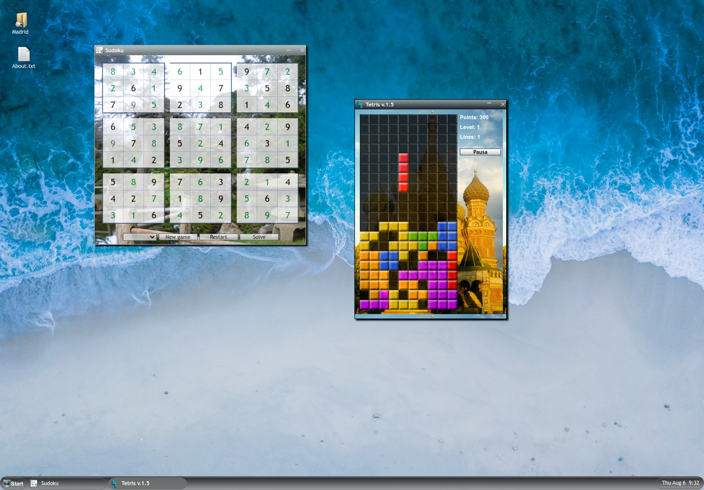 Sudoku and Tetris games Sudoku and Tetris games