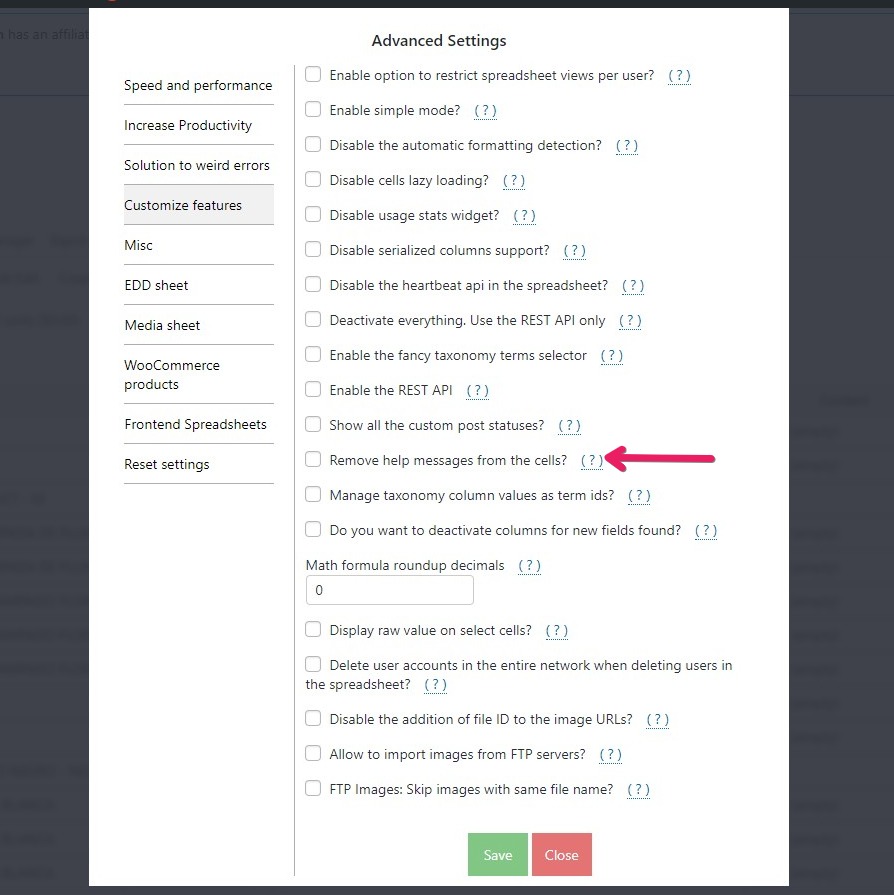 remove help messages