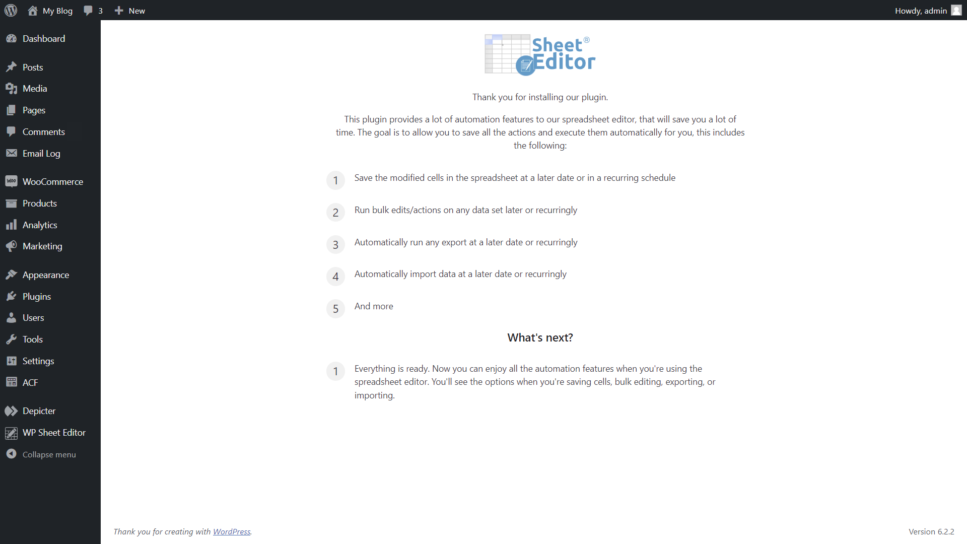 WP Sheet Editor - Automations: Welcome page