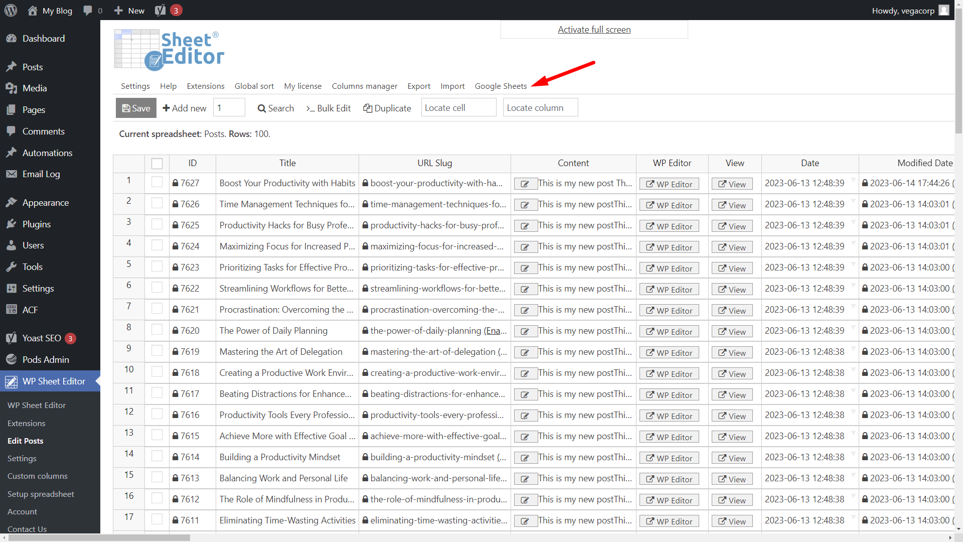 WP Sheet Editor - Google Sheets Sync: Connect WordPress to Google Sheets and WP Sheet Editor API