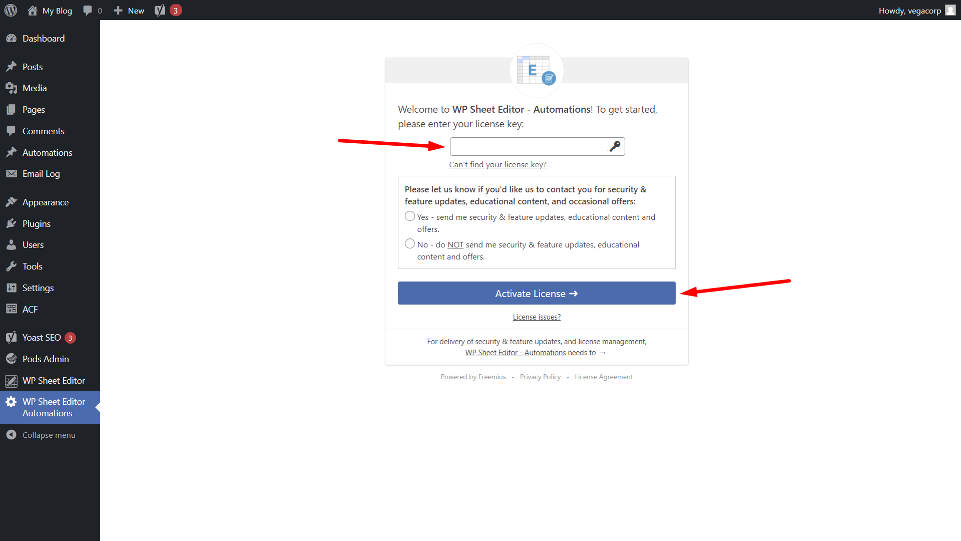 WP Sheet Editor - Automations: Activate license