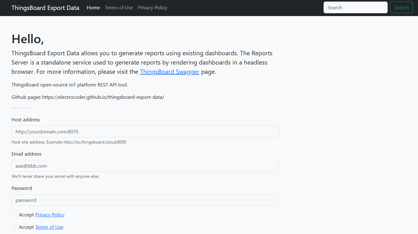 ThingsBoard Export Data