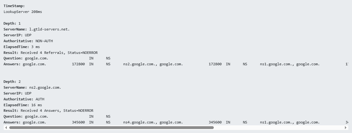 dns health check results