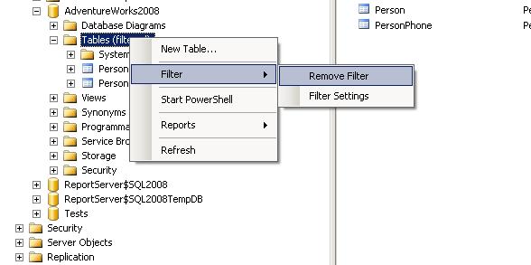 How to Hide Tables in SQL Server Management Studio